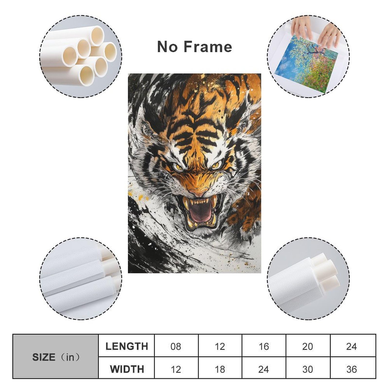 Amazon.co.jp: トラ タイガー 虎 迫力 金 縁起物 福 幸 風水 虎 絵画